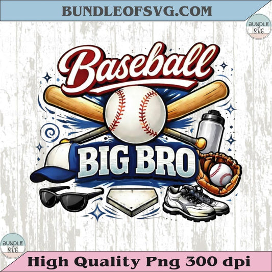 Baseball Big Bro PNG Vintage Baseball Big Brother T-Shirt Design