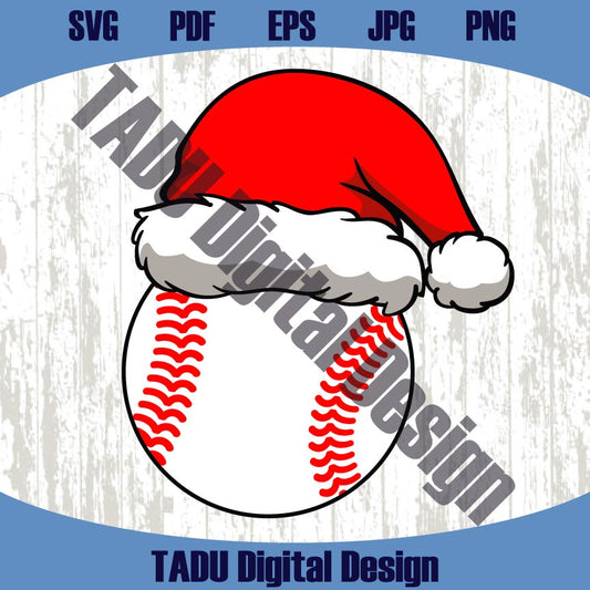 Baseball Christmas Svg Baseball Santa Hat Png Xmas Baseball Png
