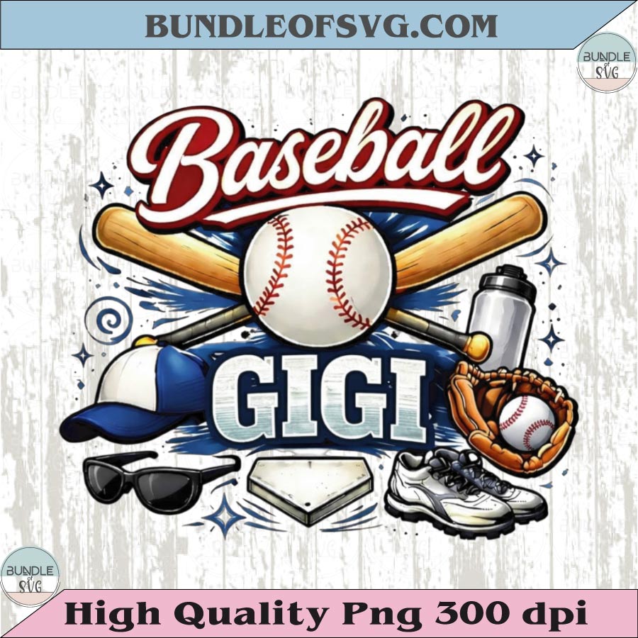 Baseball Gigi PNG Vintage Baseball Grandmother T-Shirt Design