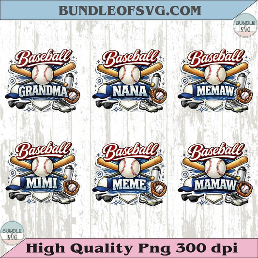 Baseball Grandma PNG Design Bundle Baseball Grandmother T-Shirt