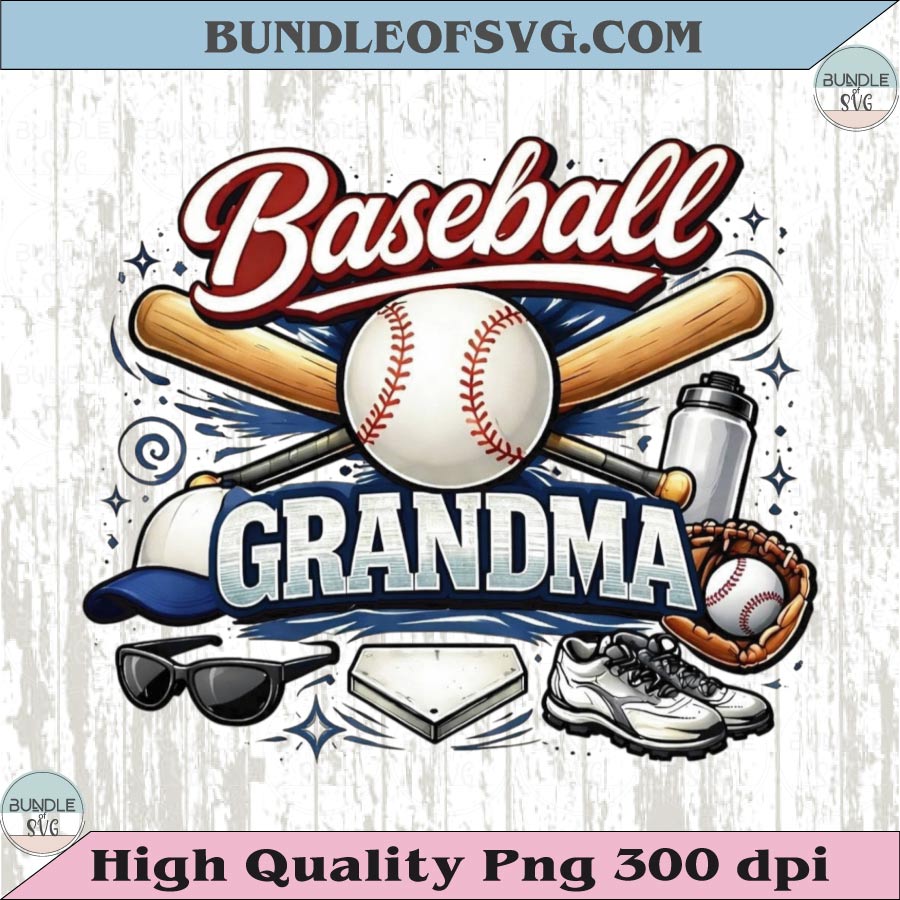 Baseball Grandma PNG Vintage Baseball Grandmother T-Shirt Design