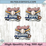 Baseball Grandpa PNG Baseball Poppy Png Vintage T-Shirt Design