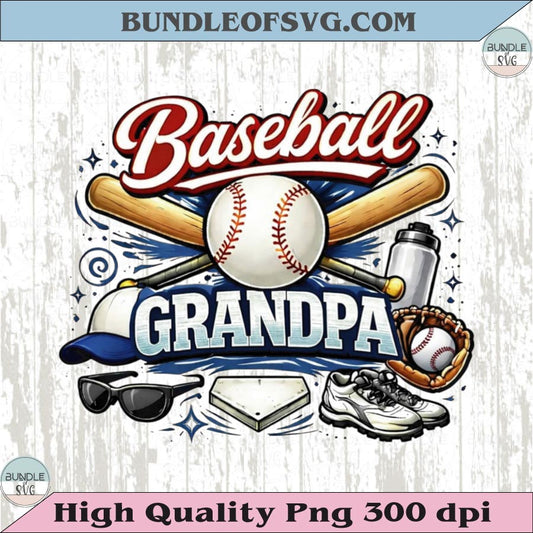 Baseball Grandpa PNG Vintage Baseball Grandfather T-Shirt Design