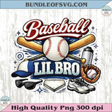 Baseball Lil Bro PNG Vintage Baseball Little Brother T-Shirt Design