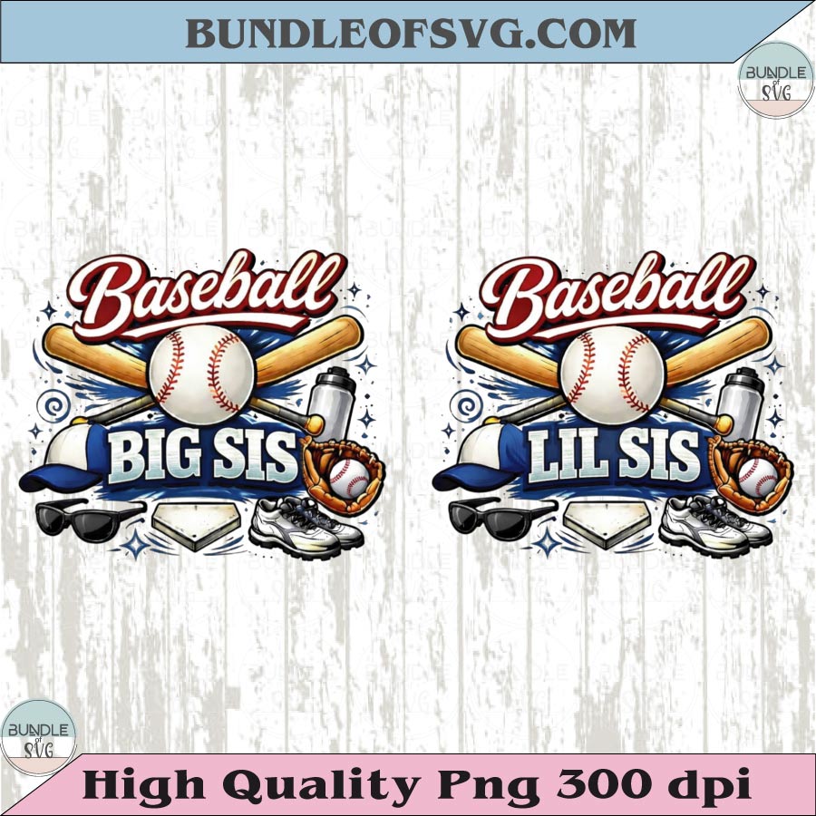 Baseball Lil Sis PNG Baseball Big Sis Png Vintage Matching Design