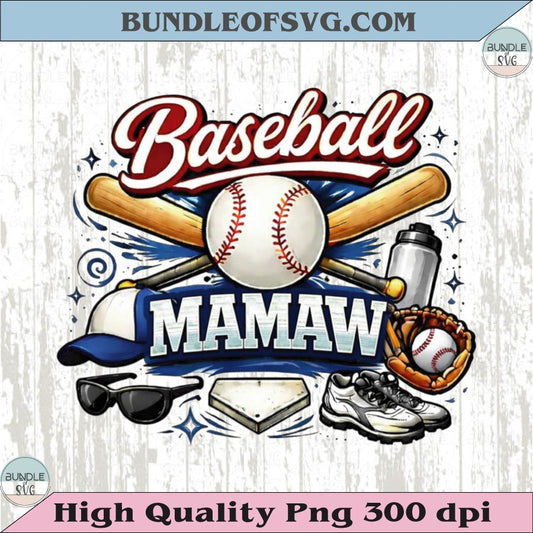 Baseball Mamaw PNG Design Vintage Baseball Grandma T-Shirt Png