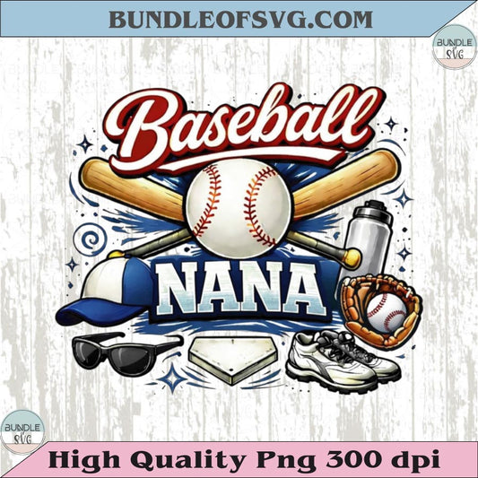 Baseball Nana PNG Design Vintage Baseball Grandma T-Shirt Png
