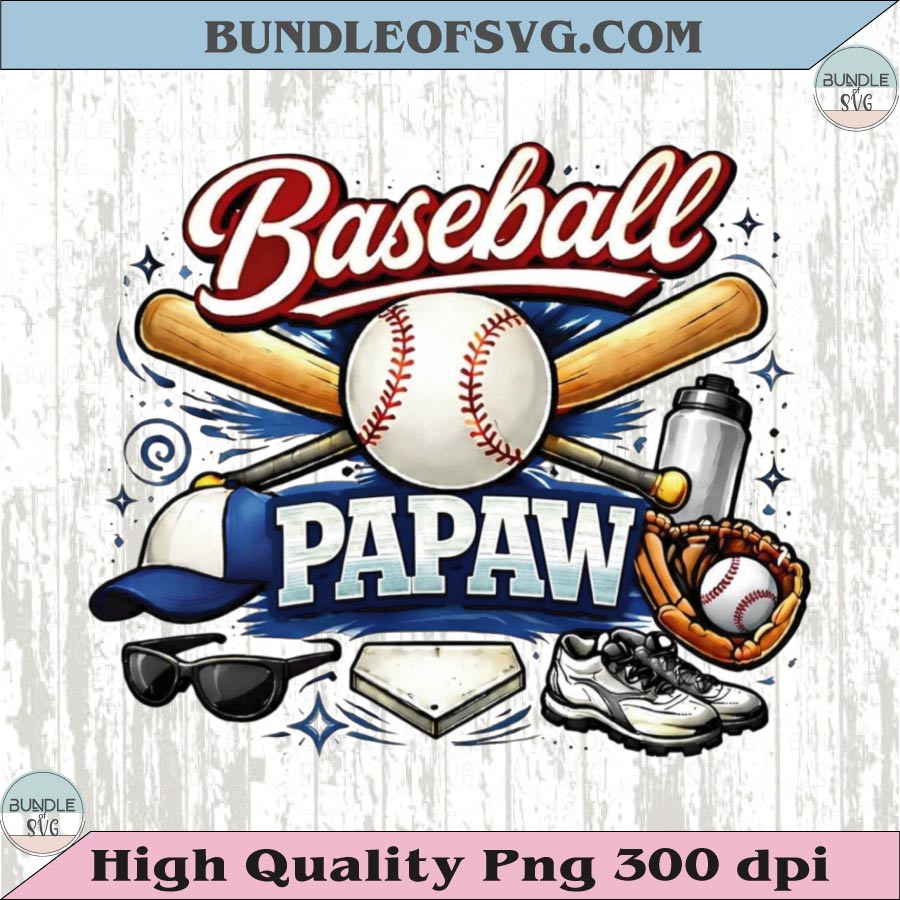 Baseball Papaw PNG Design Vintage Baseball Grandpa T-Shirt Graphic