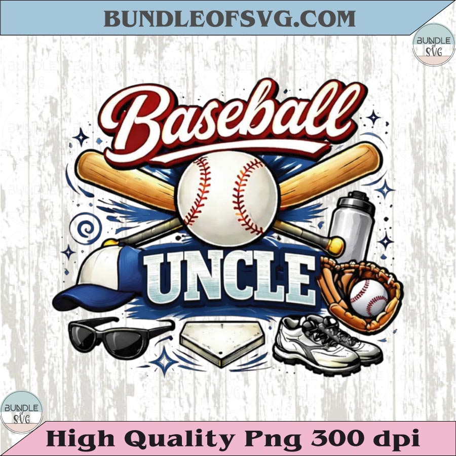 Baseball Uncle PNG Design Vintage Baseball Family T-Shirt Graphic