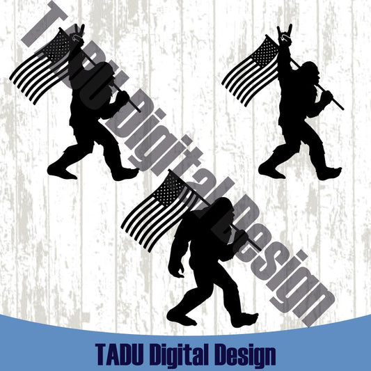 Bigfoot American Flag Svg Sasquatch Png Usa Big Foot Svg Yeti Dxf