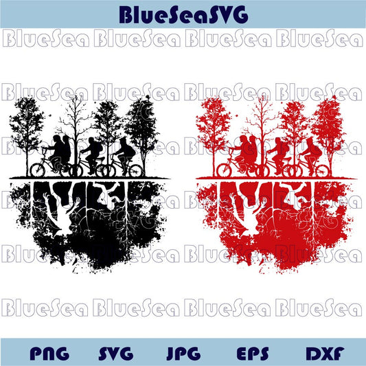 Biking Kids Upside Down View Svg Stranger Things Svg Friends Png