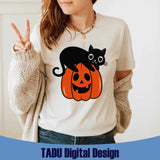 Black Cat and Pumpkin Svg Cute Cats Halloween Png Pumpkin Cat Svg