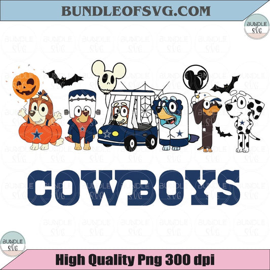 Bluey Halloween Cowboys SVG Bluey Pumpkin Halloween Football PNG
