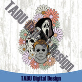 Boho Halloween Horror Movie Png Retro Flower Halloween Movies Svg