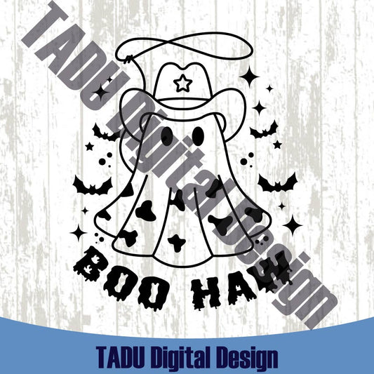 Boo Haw Svg Western Ghost Halloween Png Boo Cowboy Ghost Svg