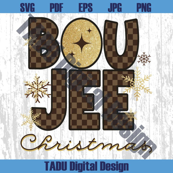 Boujee Christmas Png Faux Embroidery Glitter Plaid Christmas Png