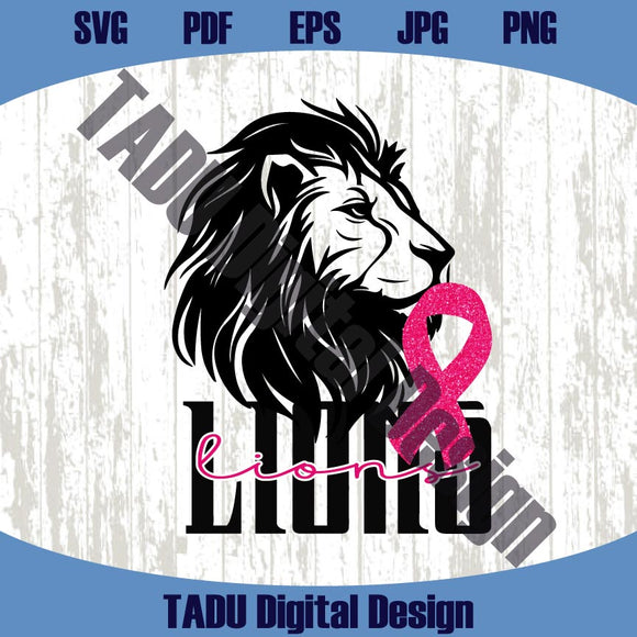  Brest Cancer Awareness Svg Lions Pink Ribbon Svg Lion Cancer Png