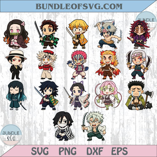 Bundle Demon Slayer Chibi Characters Png Set Cute Anime Lover Png