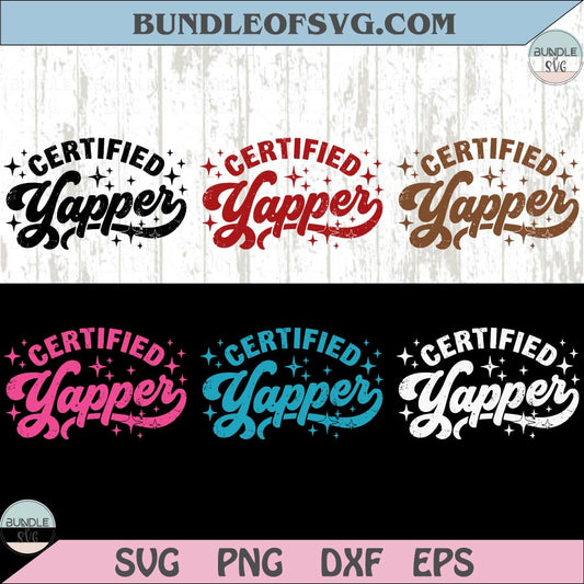 Certified Yapper Png Retro Preppy Trendy Funny Humor Quote Svg