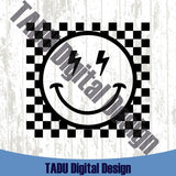 Checkerboard Smile Svg Lightning Bolt Smiley Face Png Happy Face