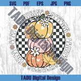 Checkered Fall Pumpkins Png Retro Autumn Png Cute Girly Fall Png