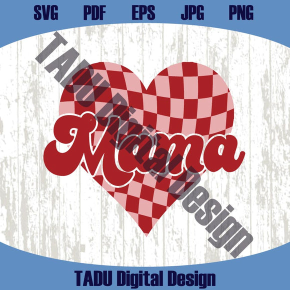 Checkered Heart Mama Png Vintage Retro Checkered Mama Svg Png