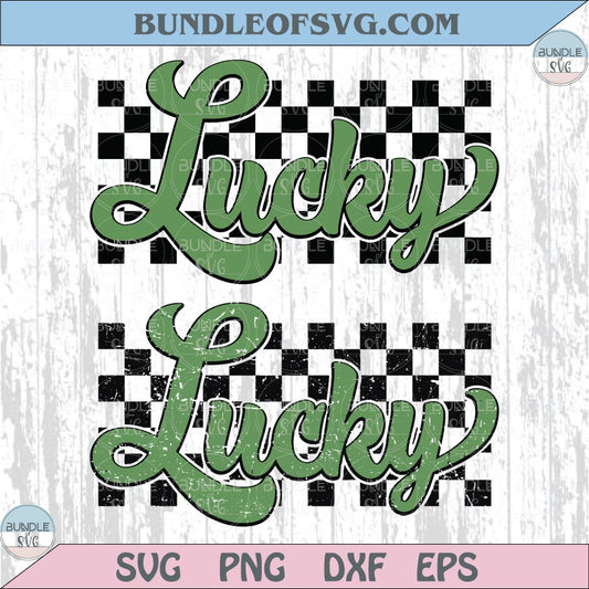 Checkered Lucky Png Retro St Patricks Day Vintage 90s Lucky Svg