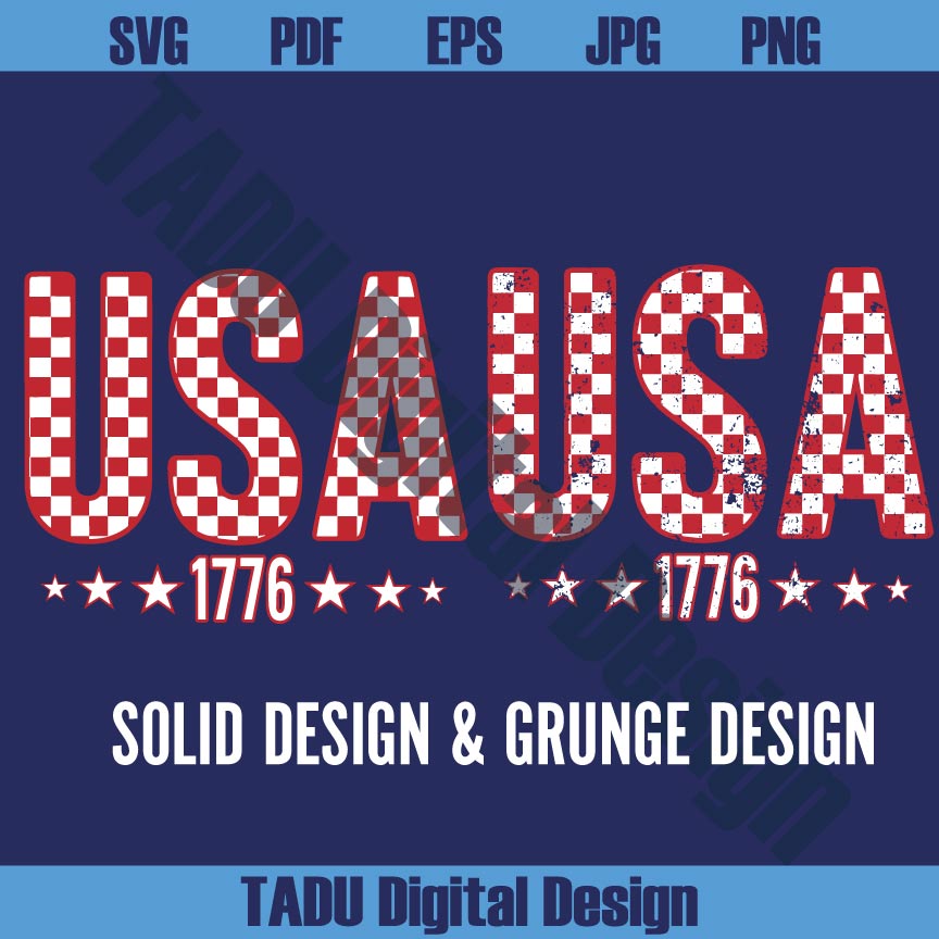 Checkered USA Svg 1776 Checkered America Png Retro 4th of July Svg