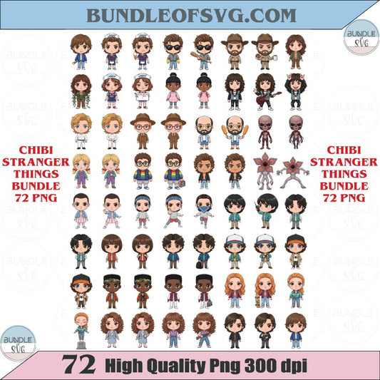 Chibi Stranger Things Png Clipart Bundle Chibi Stranger Png Set