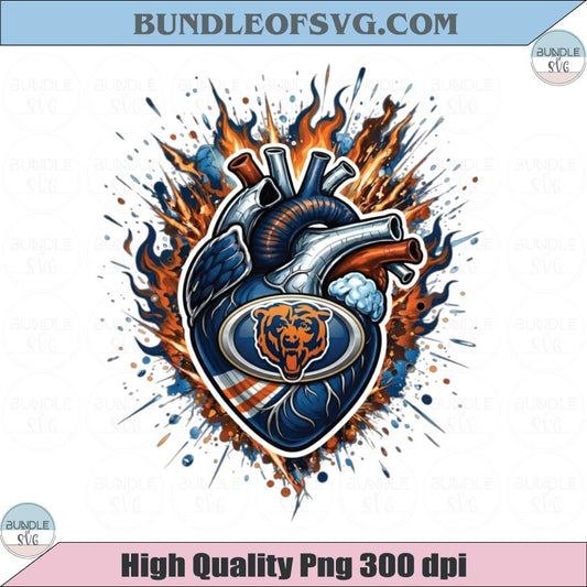 Chicago Bears Heart PNG Football Bears Anatomical Heart Png