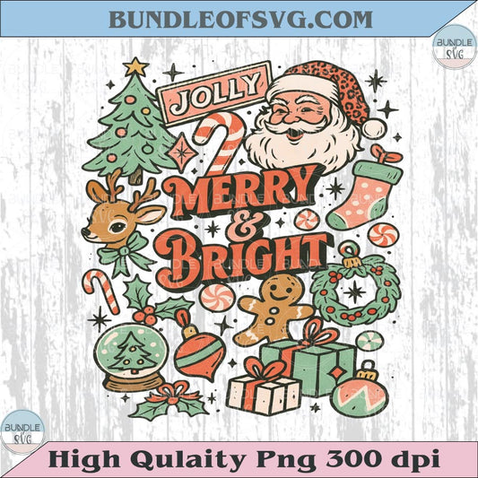 Christmas Collage Png Merry and Bright Png Preppy Christmas Png