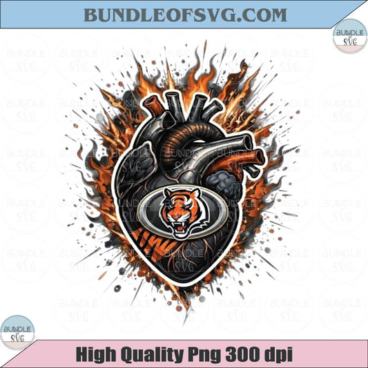 Cincinnati Bengals Heart PNG Football Bengals Anatomical Heart Png