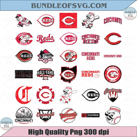 Cincinnati Reds Logo SVG Bundle Baseball Cincinnati Reds Svg