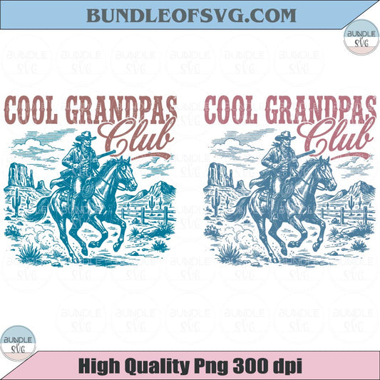 Cowboy Cool Grandpas Club Png Retro Funny Western Papa Png