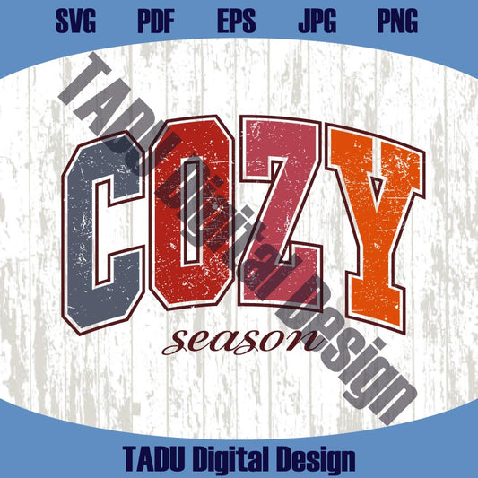 Cozy Season Png Varsity Cozy Girl Svg Retro Fall Svg Autumn Png