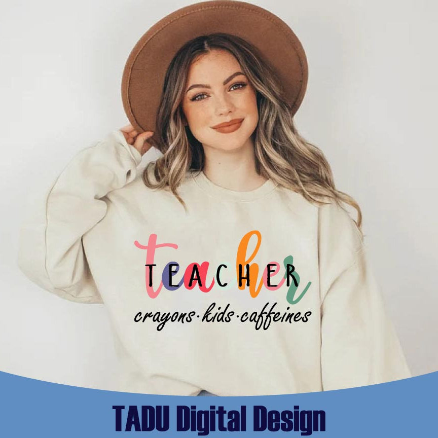 Crayons Kids Caffeines Svg Teacher Svg Retro Teacher Quote Svg Png