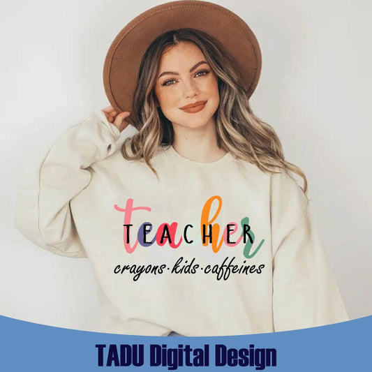 Crayons Kids Caffeines Svg Teacher Svg Retro Teacher Quote Svg Png