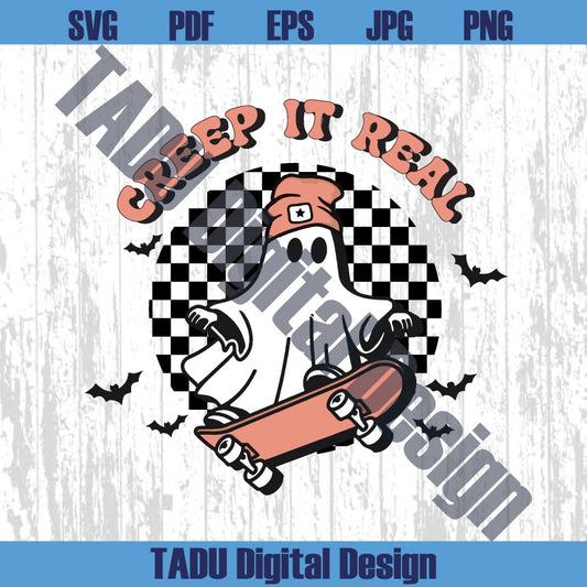 Creep It Real Png Cute Skater Cottagecore Ghost Funny Halloween Png