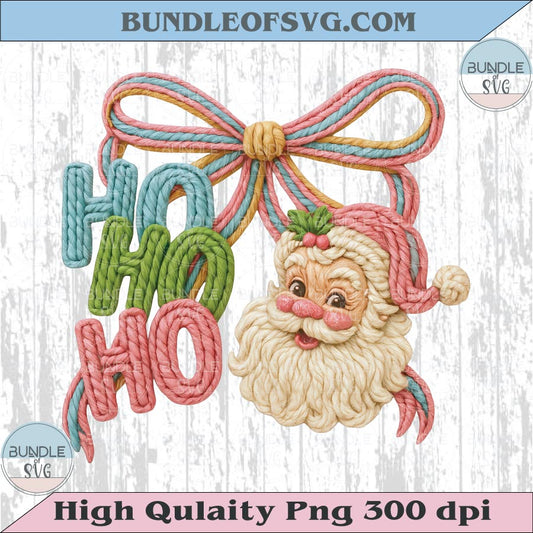 Crochet Hook Yarn Faux Embroidery Ho Ho Ho Santa Png Christmas