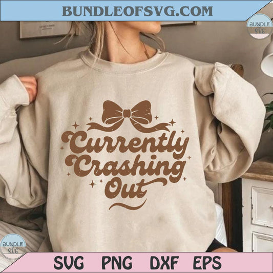 Curently Crashing Out Png Girly Preppy Bow Funny Quote Png
