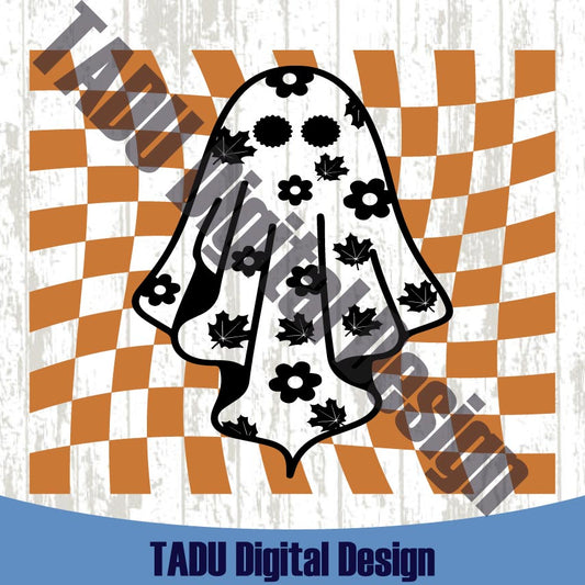 Daisy Ghost Svg Halloween Svg Floral Checker Checkered Ghost Png