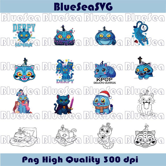 Derpy PNG Blue Cat Sussie Png Design Demon Hunter Huntrix Png