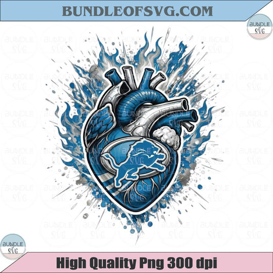Detroit Lions Heart PNG Football Detroit Lions Anatomical Heart Png