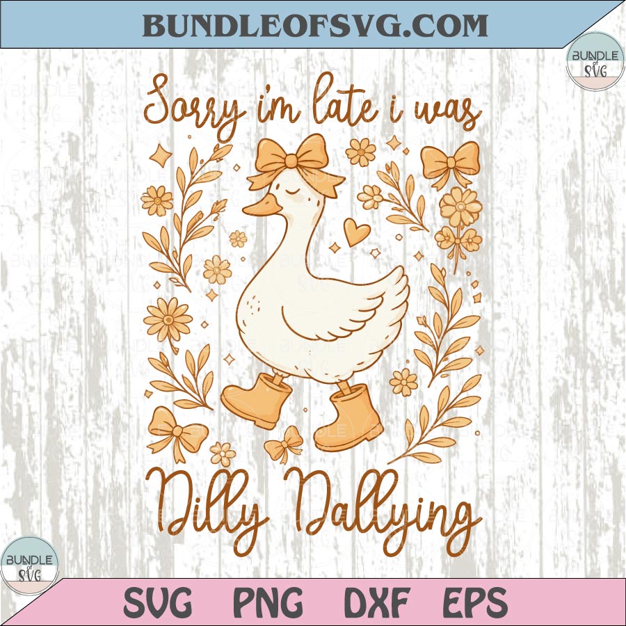 Dilly Dallying Goose Png Retro Vintage Floral Funny Mama Svg
