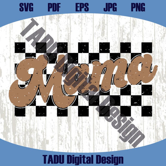 Distressed Vintage Checkered Mama Png Grunge Checkered Mama