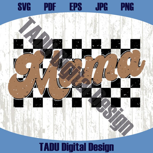 Distressed Vintage Checkered Mama Png Grunge Checkered Mama