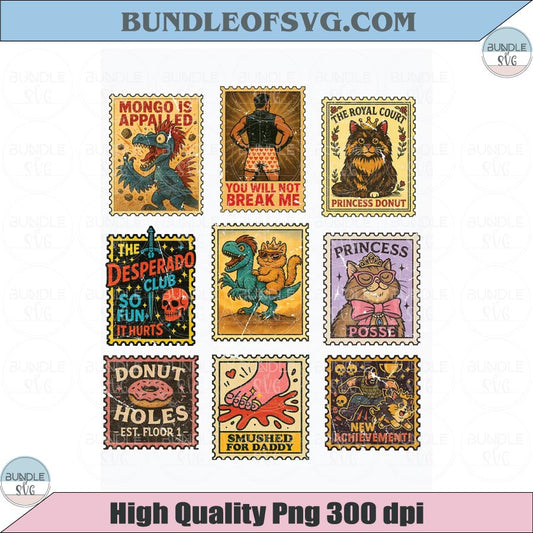 Dungeon Crawler Carl PNG Vintage Stamp Sci-Fi Book Lover Png