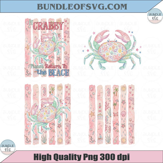 Everyday Summer Crab PNG Watercolor Whimsical Coastal Kid Design