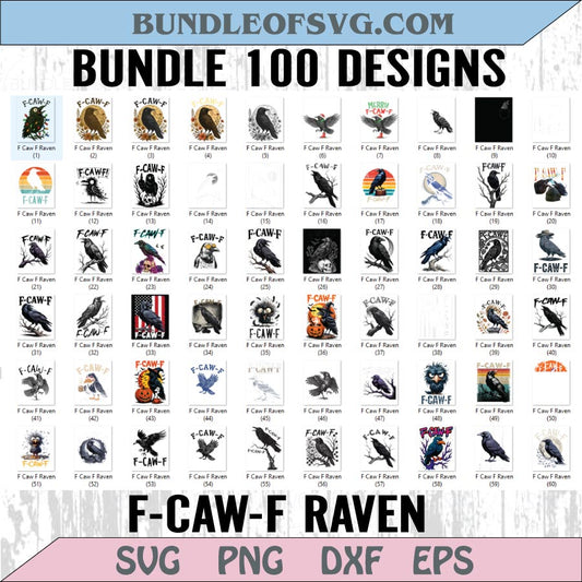 F-Caw-F Raven Png Bundle Gothic Crow Svg Set Funny Trendy Png