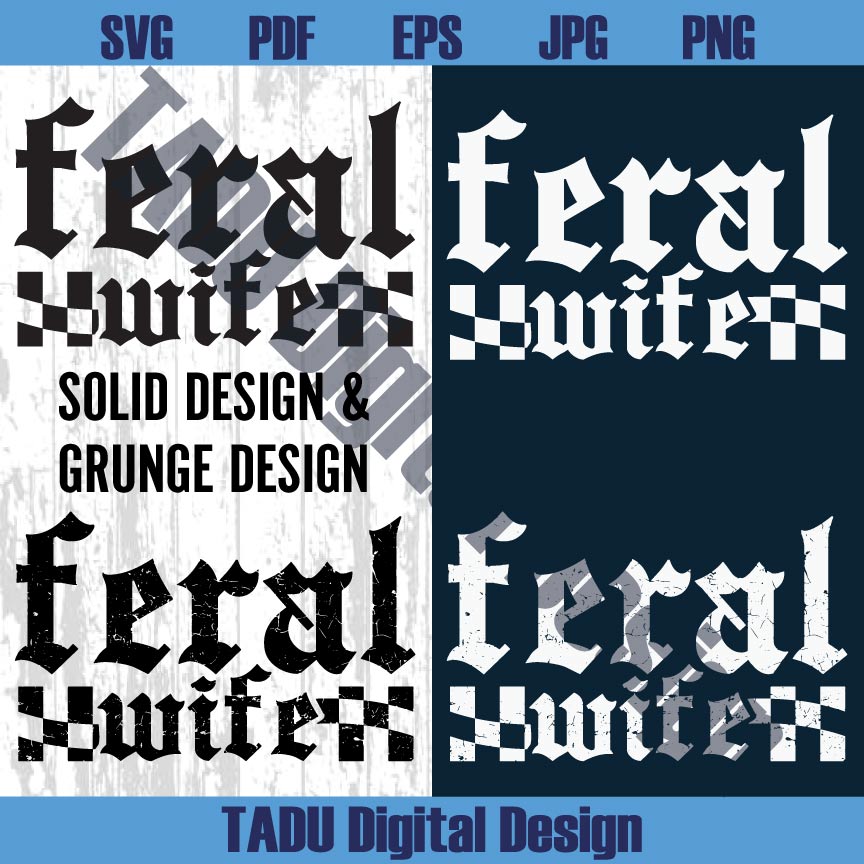 Feral Wife Checkered Png Trendy Feral Wife Trucker Hat Patch Svg